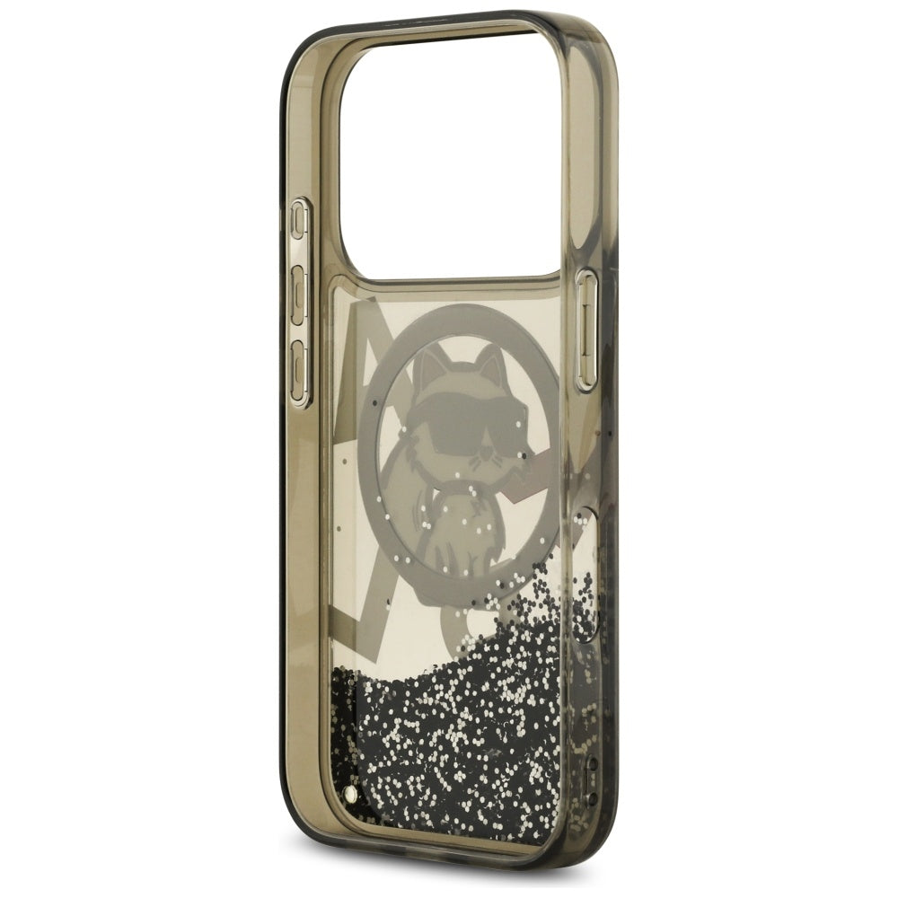 MagSafe-deksel for Apple iPhone 17 Pro, Karl Lagerfeld, Liquid Glitter Choupette Logo, Svart