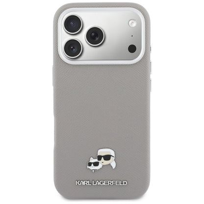MagSafe-deksel for Apple iPhone 17 Pro, Karl Lagerfeld, Saffiano Karl & Choupette Pins, Grå