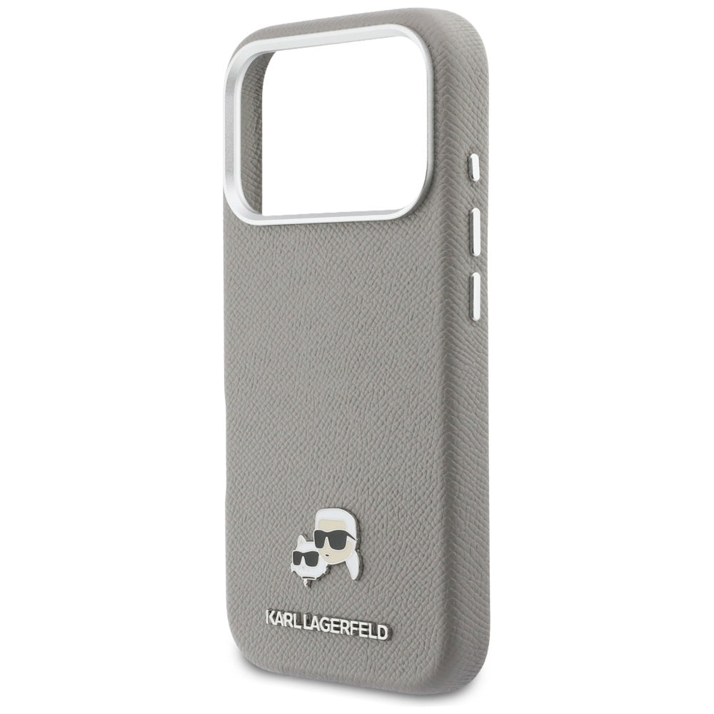 MagSafe-deksel for Apple iPhone 17 Pro, Karl Lagerfeld, Saffiano Karl & Choupette Pins, Grå