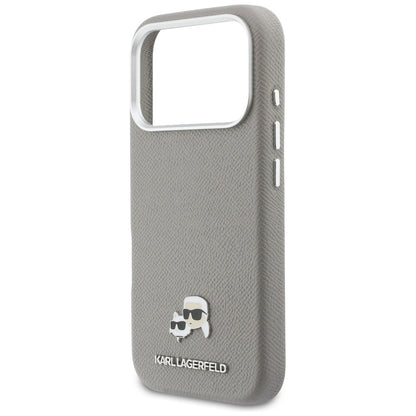 MagSafe-deksel for Apple iPhone 17 Pro, Karl Lagerfeld, Saffiano Karl & Choupette Pins, Grå