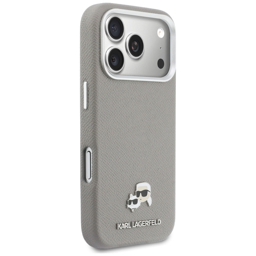 MagSafe-deksel for Apple iPhone 17 Pro, Karl Lagerfeld, Saffiano Karl & Choupette Pins, Grå