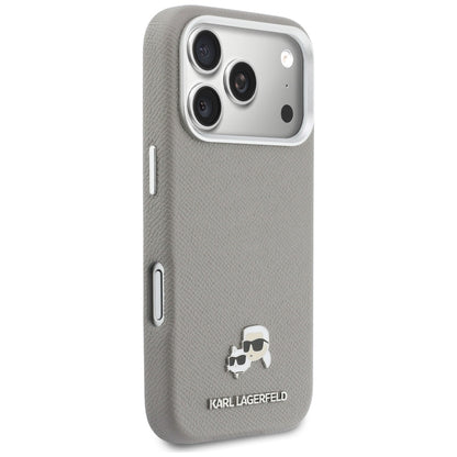 MagSafe-deksel for Apple iPhone 17 Pro, Karl Lagerfeld, Saffiano Karl & Choupette Pins, Grå