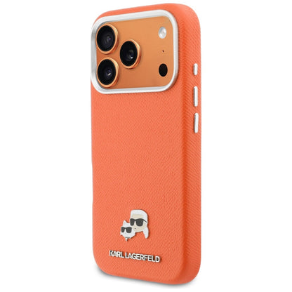 MagSafe-deksel for Apple iPhone 17 Pro, Karl Lagerfeld, Saffiano Karl & Choupette Pins, Oransje
