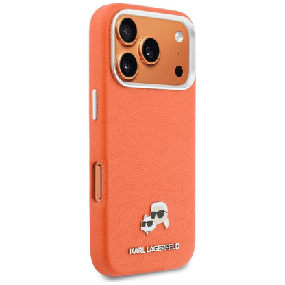 MagSafe-deksel for Apple iPhone 17 Pro, Karl Lagerfeld, Saffiano Karl & Choupette Pins, Oransje