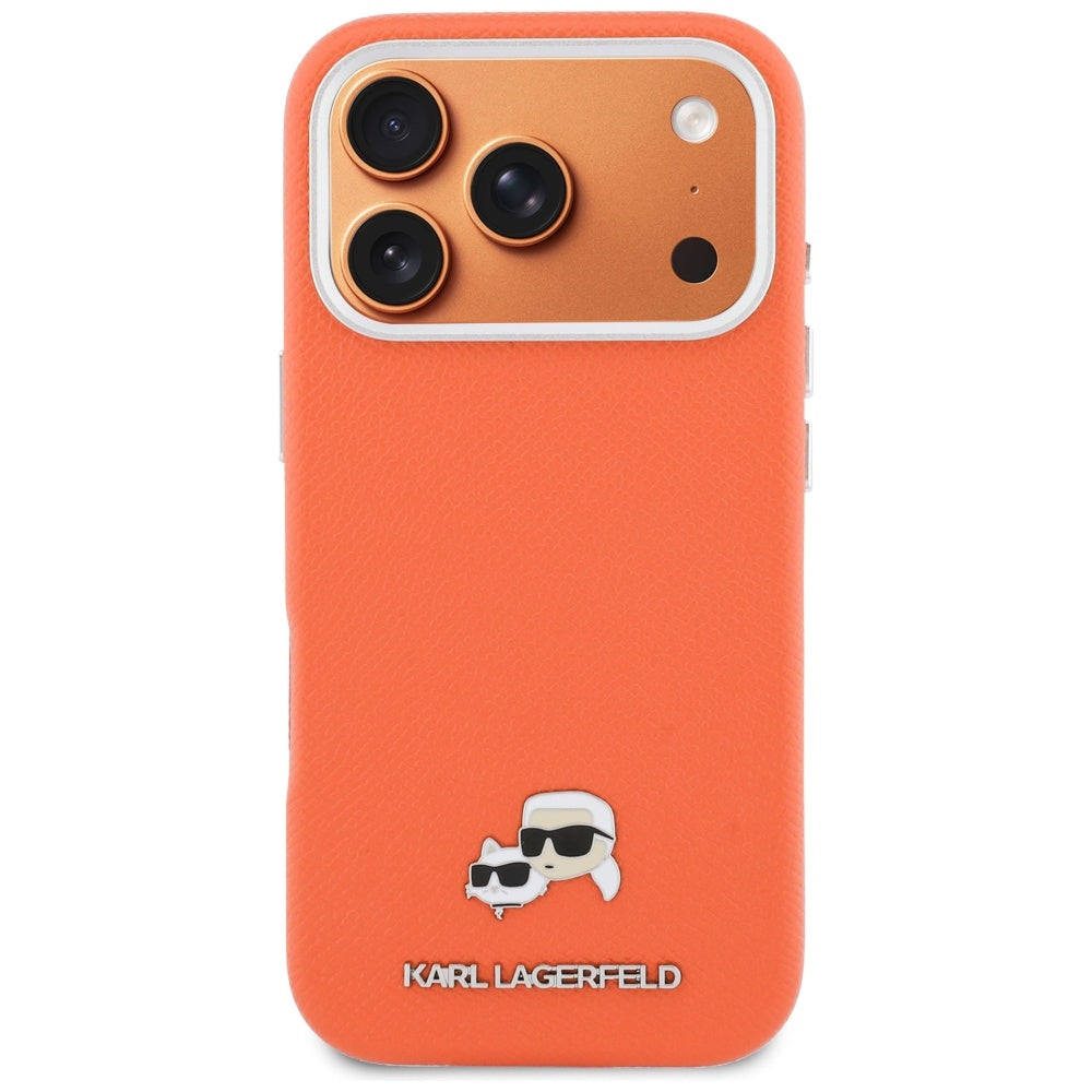 MagSafe-deksel for Apple iPhone 17 Pro, Karl Lagerfeld, Saffiano Karl & Choupette Pins, Oransje