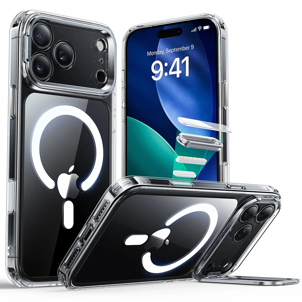 MagSafe-deksel for Apple iPhone 17 Pro Max, ESR, Classic Hybrid Kickstand, Gjennomsiktig