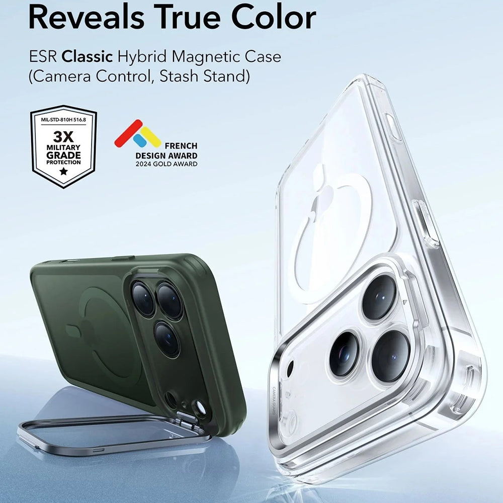 MagSafe-deksel for Apple iPhone 17 Pro Max, ESR, Classic Hybrid Kickstand, Satengrønn