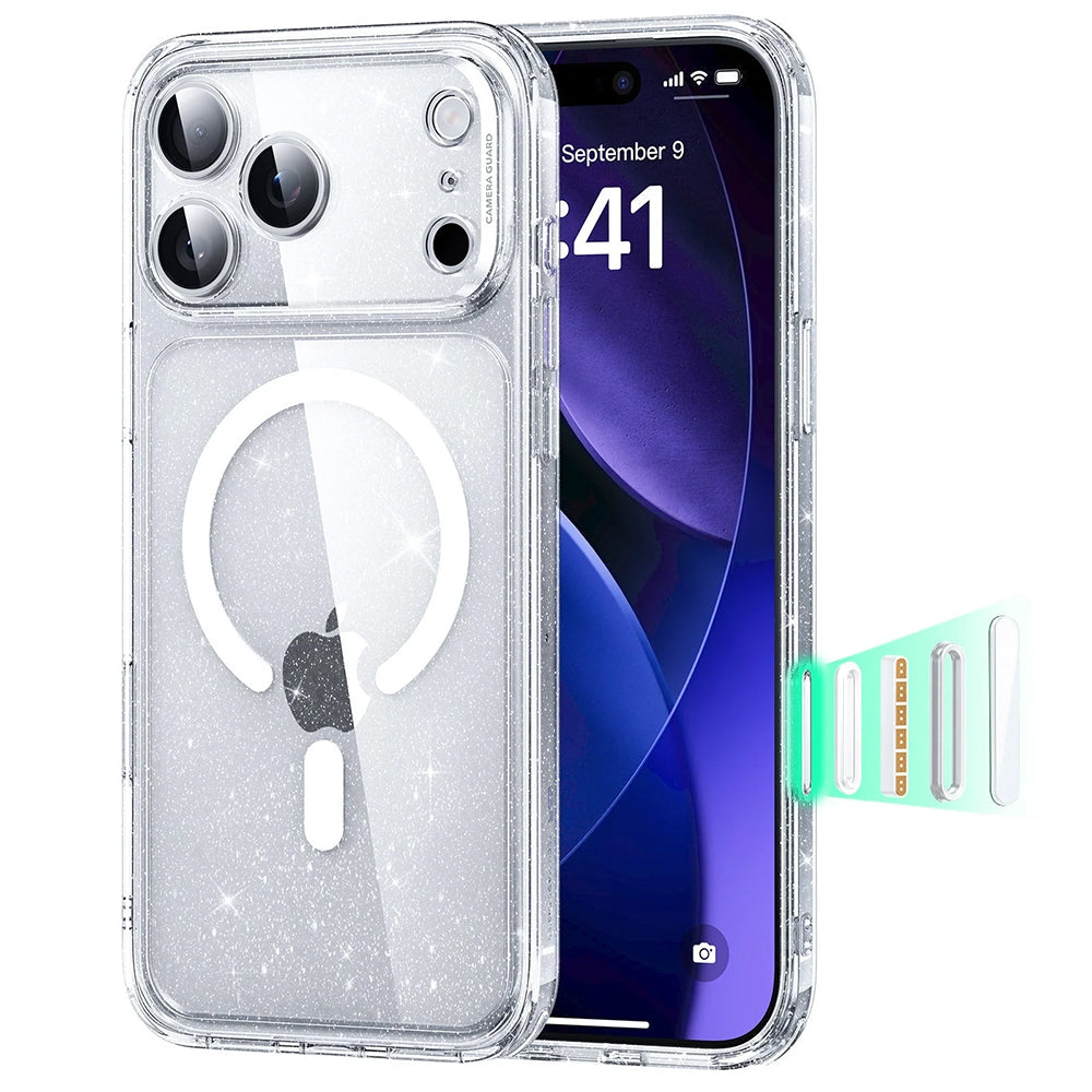 MagSafe-deksel for Apple iPhone 17 Pro Max, ESR, Classic Hybrid Shimmer, Gjennomsiktig