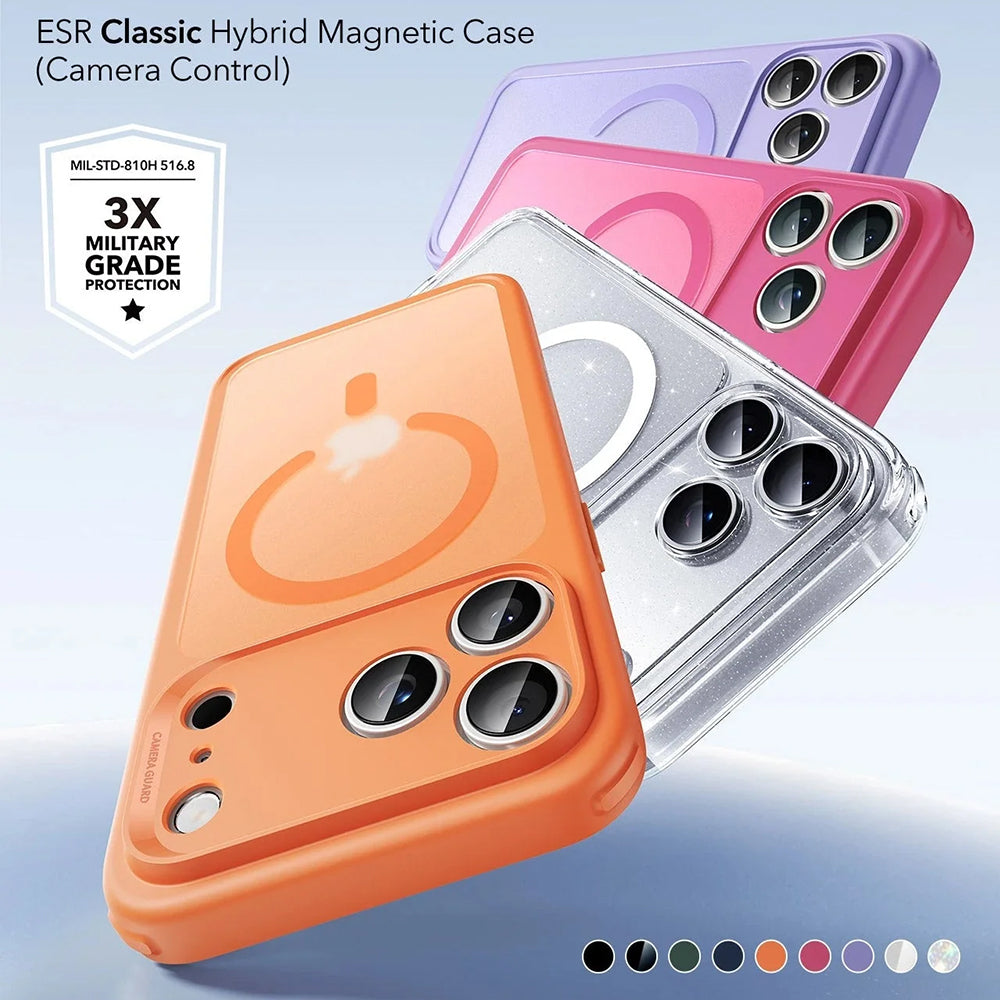MagSafe-deksel for Apple iPhone 17 Pro Max, ESR, Classic Hybrid Shimmer, Gjennomsiktig