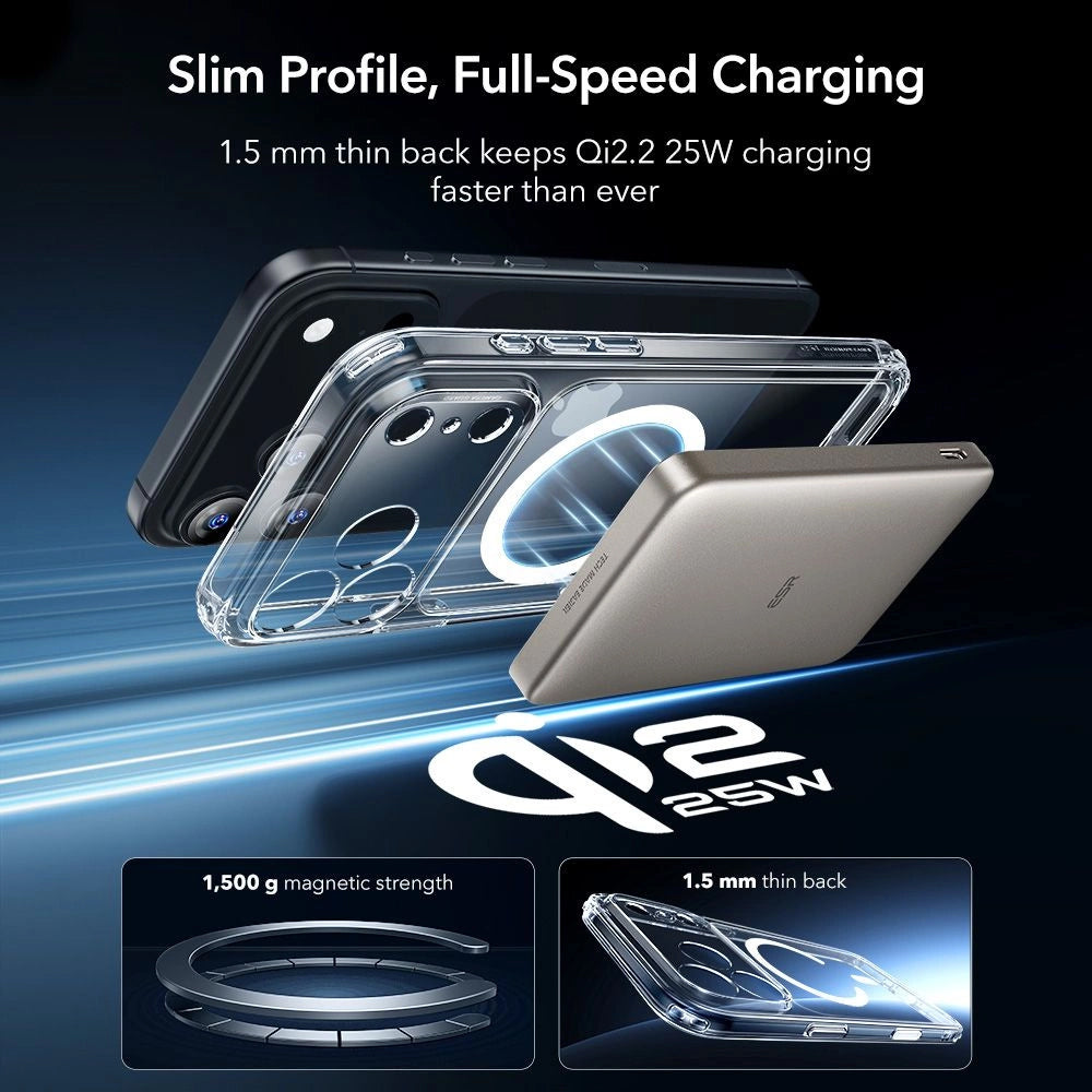 MagSafe-deksel for Apple iPhone 17 Pro Max, ESR, Classic Hybrid med skjermbeskytter, Gjennomsiktig