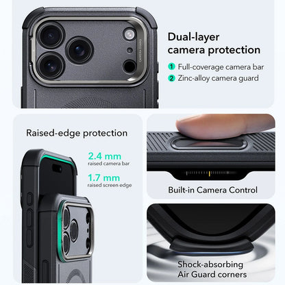 MagSafe-deksel for Apple iPhone 17 Pro Max, ESR, Cyber Armor Kickstand, Grå
