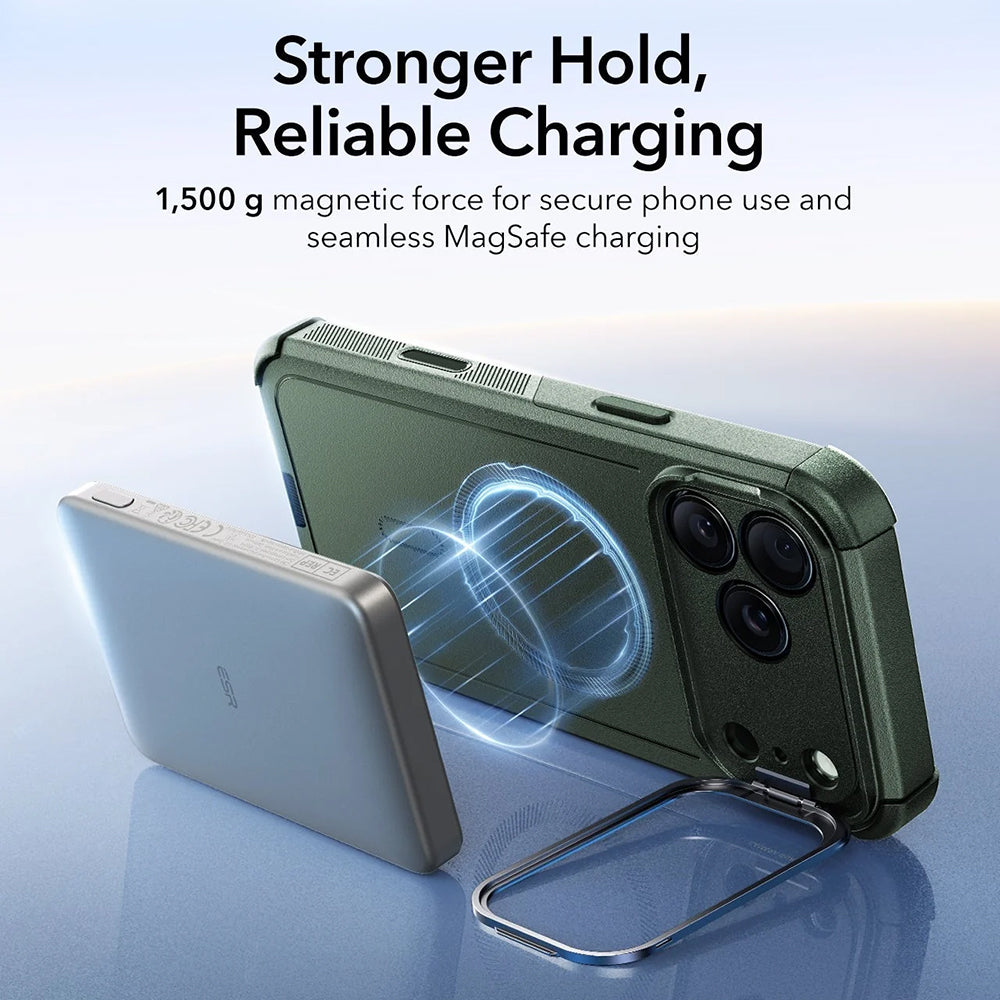MagSafe-deksel for Apple iPhone 17 Pro Max, ESR, Cyber Armor Kickstand, Grønn