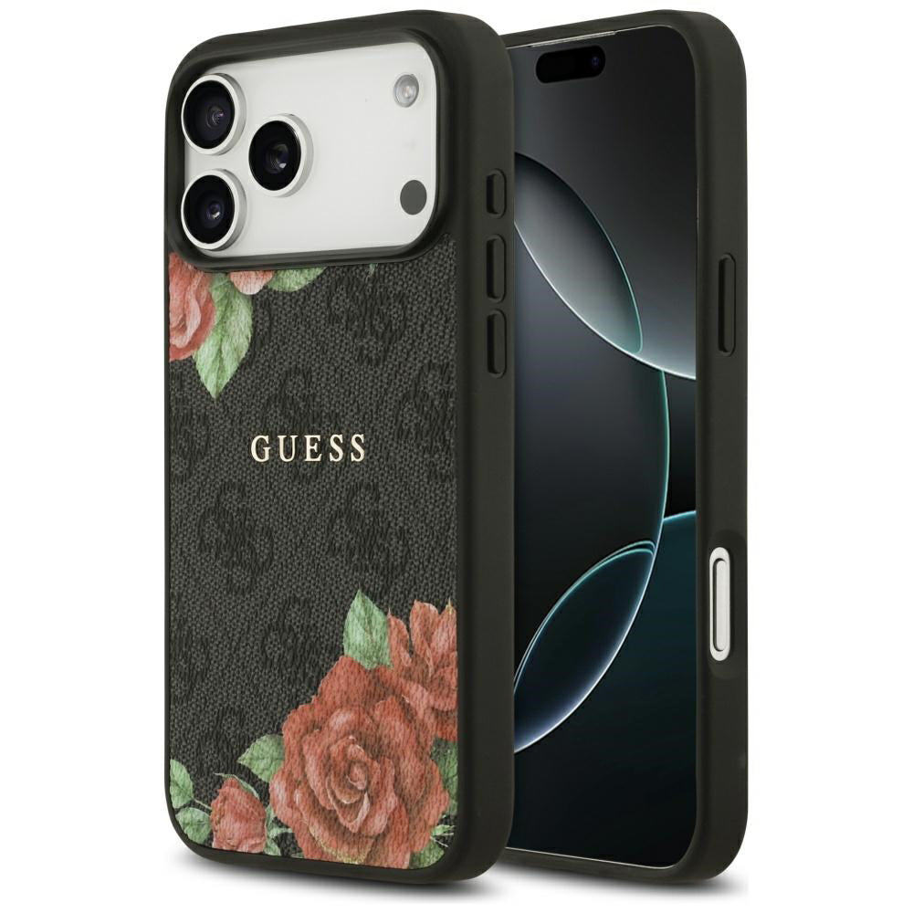 MagSafe-deksel for Apple iPhone 17 Pro Max, Guess, 4G Flowers Print, Svart