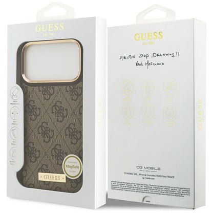 MagSafe-deksel for Apple iPhone 17 Pro Max, Guess, 4G Logo Plate, Brun