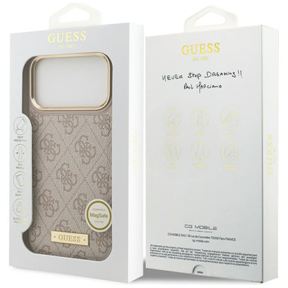 MagSafe-deksel for Apple iPhone 17 Pro Max, Guess, 4G Logo Plate, Rosa