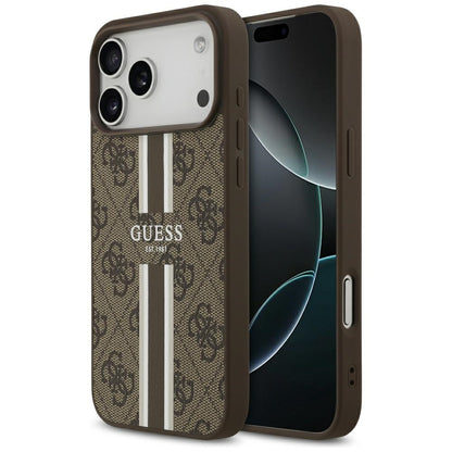 MagSafe-deksel for Apple iPhone 17 Pro Max, Guess, 4G Printed Stripes, Brun