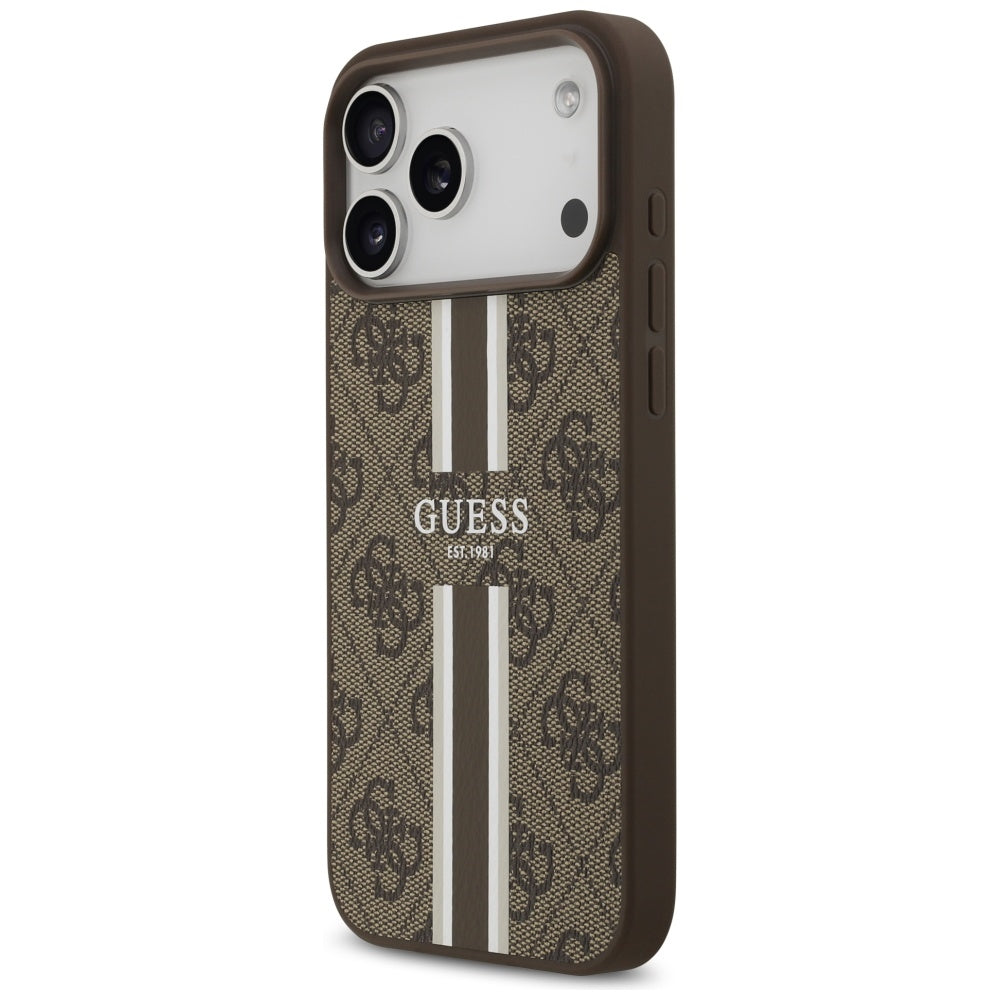 MagSafe-deksel for Apple iPhone 17 Pro Max, Guess, 4G Printed Stripes, Brun