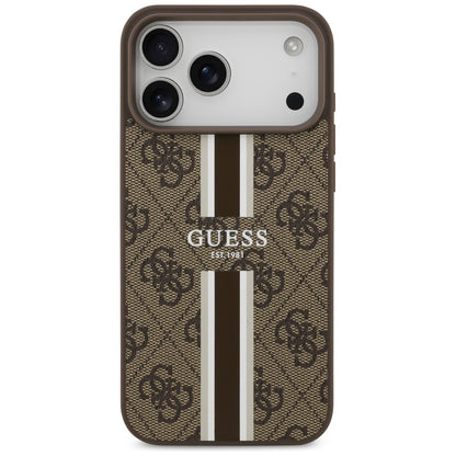 MagSafe-deksel for Apple iPhone 17 Pro Max, Guess, 4G Printed Stripes, Brun