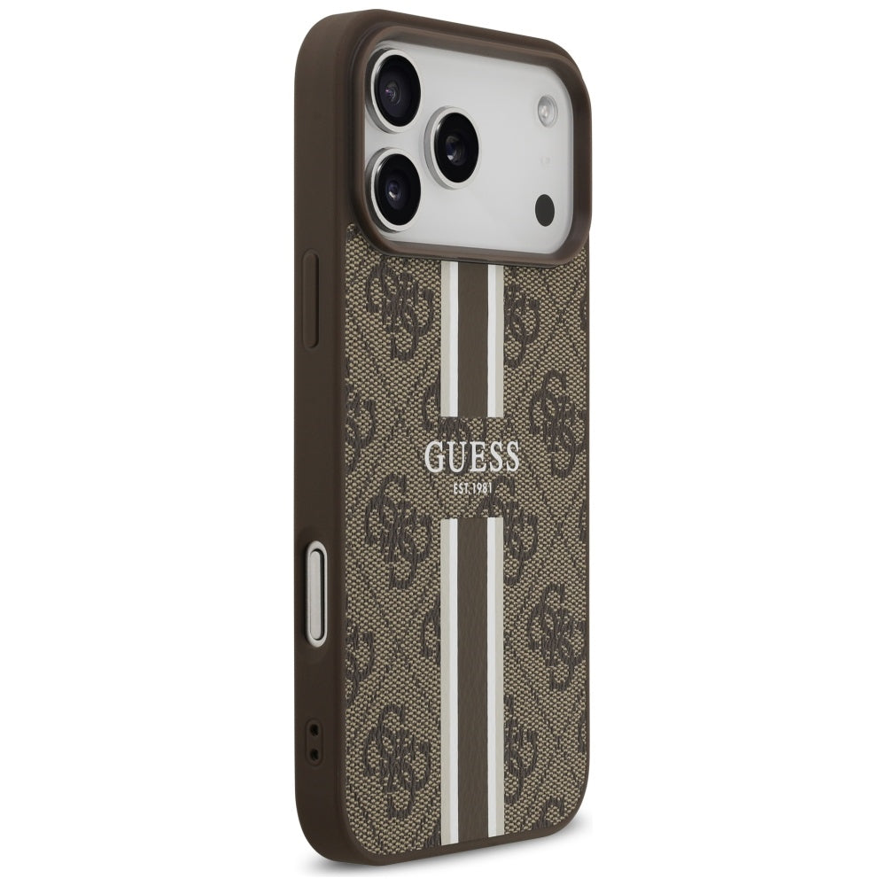 MagSafe-deksel for Apple iPhone 17 Pro Max, Guess, 4G Printed Stripes, Brun