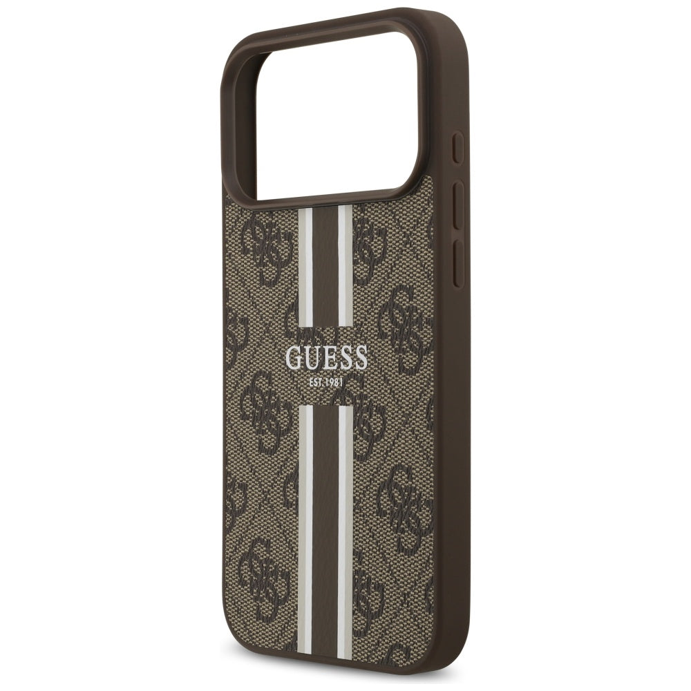 MagSafe-deksel for Apple iPhone 17 Pro Max, Guess, 4G Printed Stripes, Brun
