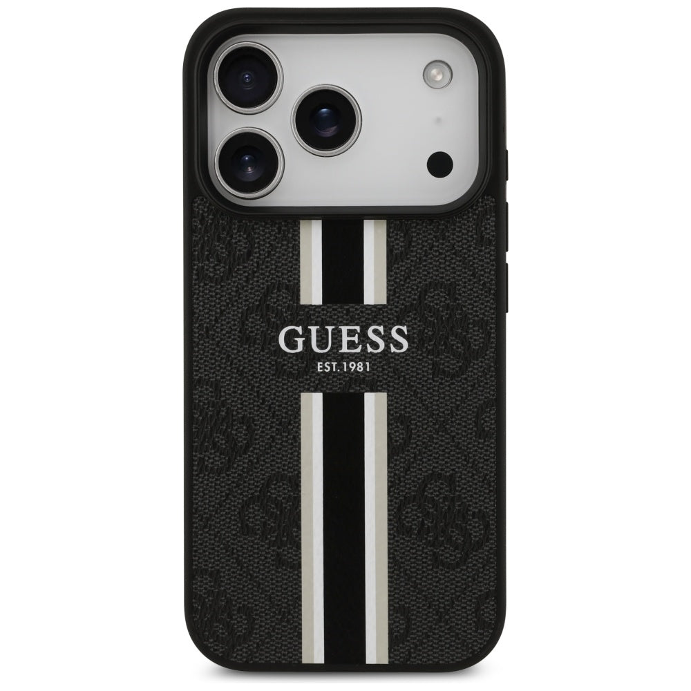 MagSafe-deksel for Apple iPhone 17 Pro Max, Guess, 4G Printed Stripes, Svart