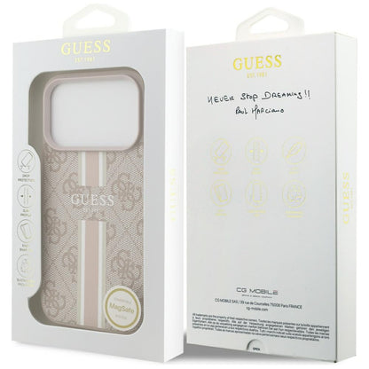 MagSafe deksel for Apple iPhone 17 Pro Max, Guess, 4G Printed Stripes, Rosa