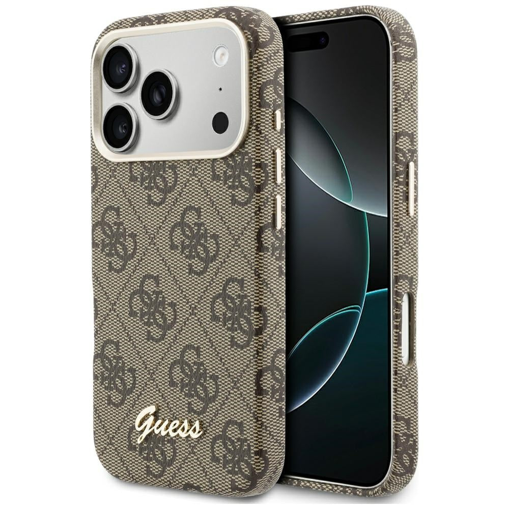 MagSafe-deksel for Apple iPhone 17 Pro Max, Guess, 4G Script Logo, Brun