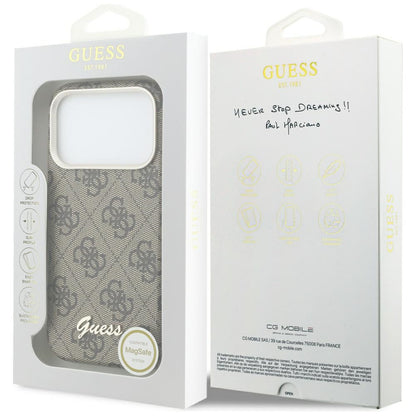 MagSafe-deksel for Apple iPhone 17 Pro Max, Guess, 4G Script Logo, Brun