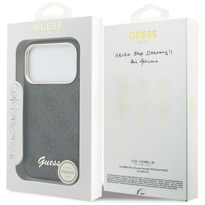 MagSafe-deksel for Apple iPhone 17 Pro Max, Guess, 4G Script Logo, Svart