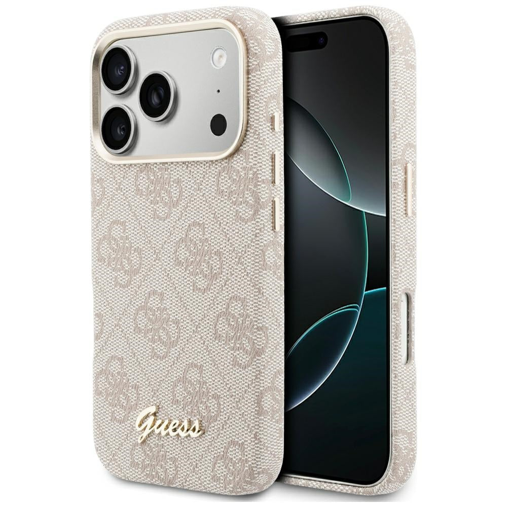 MagSafe-deksel for Apple iPhone 17 Pro Max, Guess, 4G Script Logo, Rosa
