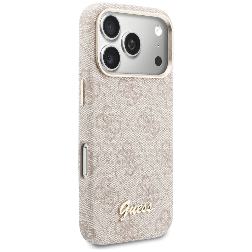 MagSafe-deksel for Apple iPhone 17 Pro Max, Guess, 4G Script Logo, Rosa