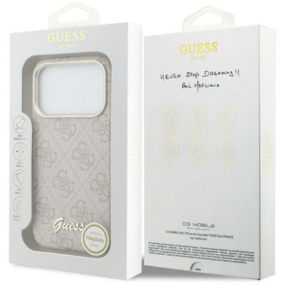 MagSafe-deksel for Apple iPhone 17 Pro Max, Guess, 4G Script Logo, Rosa