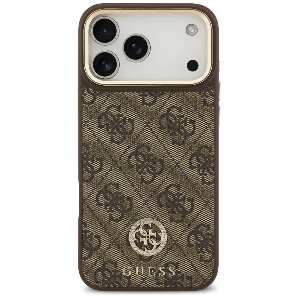 MagSafe deksel for Apple iPhone 17 Pro Max, Guess, 4G Strass Logo with Big Strap, Brun