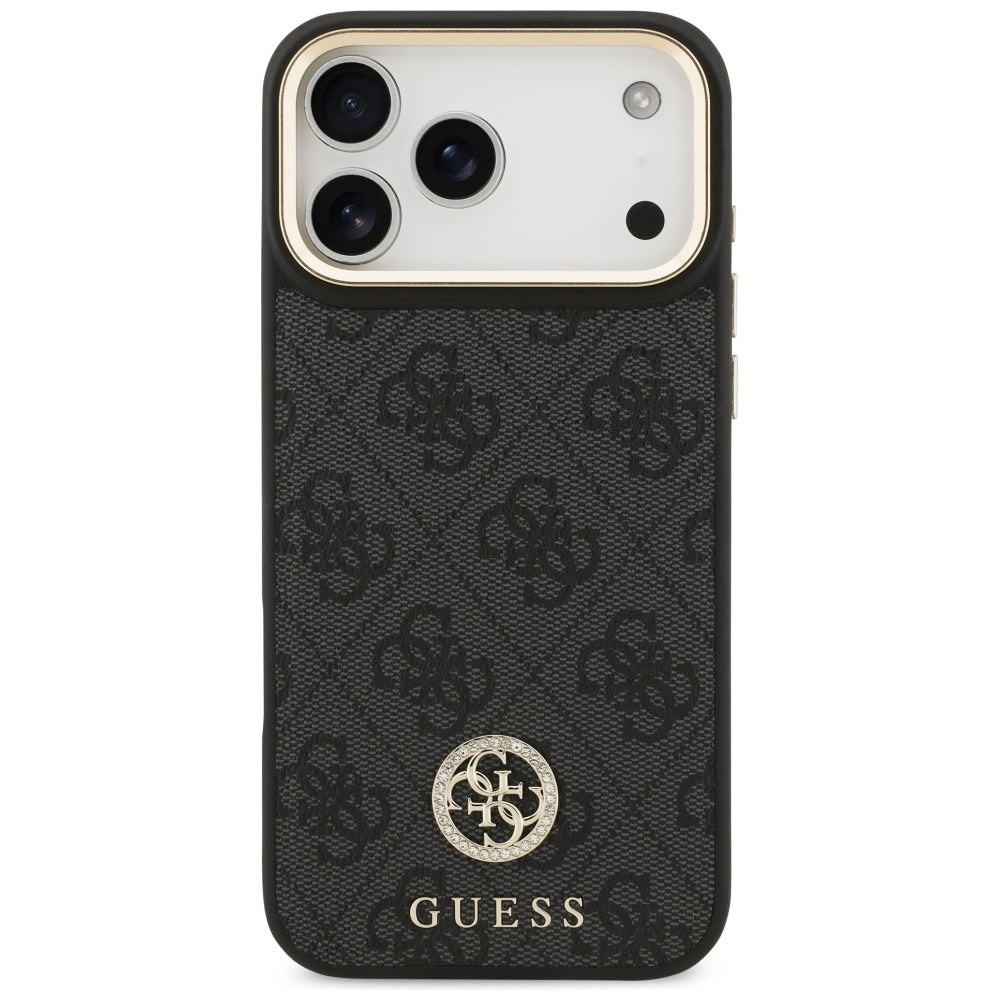 MagSafe deksel for Apple iPhone 17 Pro Max, Guess, 4G Strass Logo with Big Strap, Svart