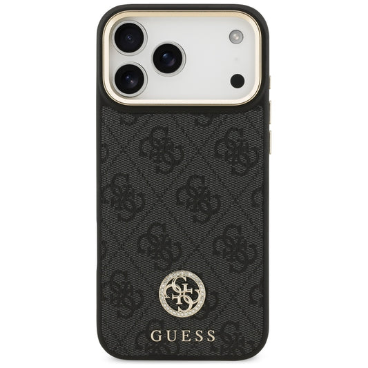 MagSafe deksel for Apple iPhone 17 Pro Max, Guess, 4G Strass Logo with Big Strap, Svart