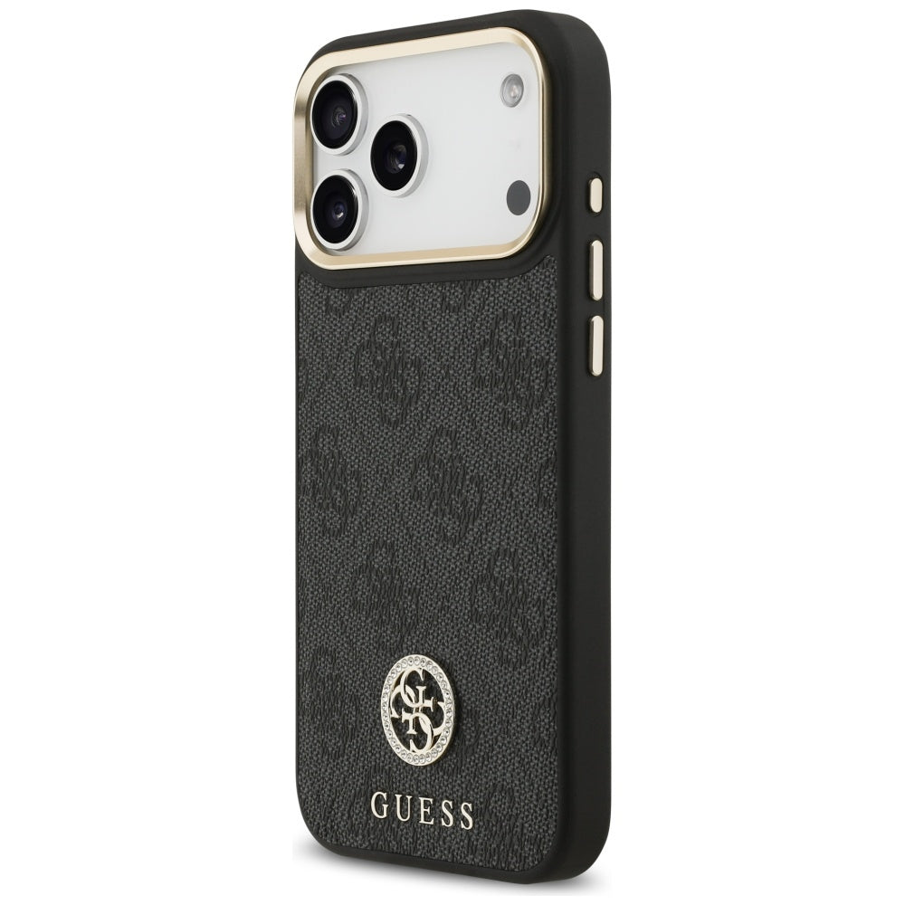 MagSafe deksel for Apple iPhone 17 Pro Max, Guess, 4G Strass Logo with Big Strap, Svart