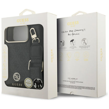 MagSafe deksel for Apple iPhone 17 Pro Max, Guess, 4G Strass Logo with Big Strap, Svart