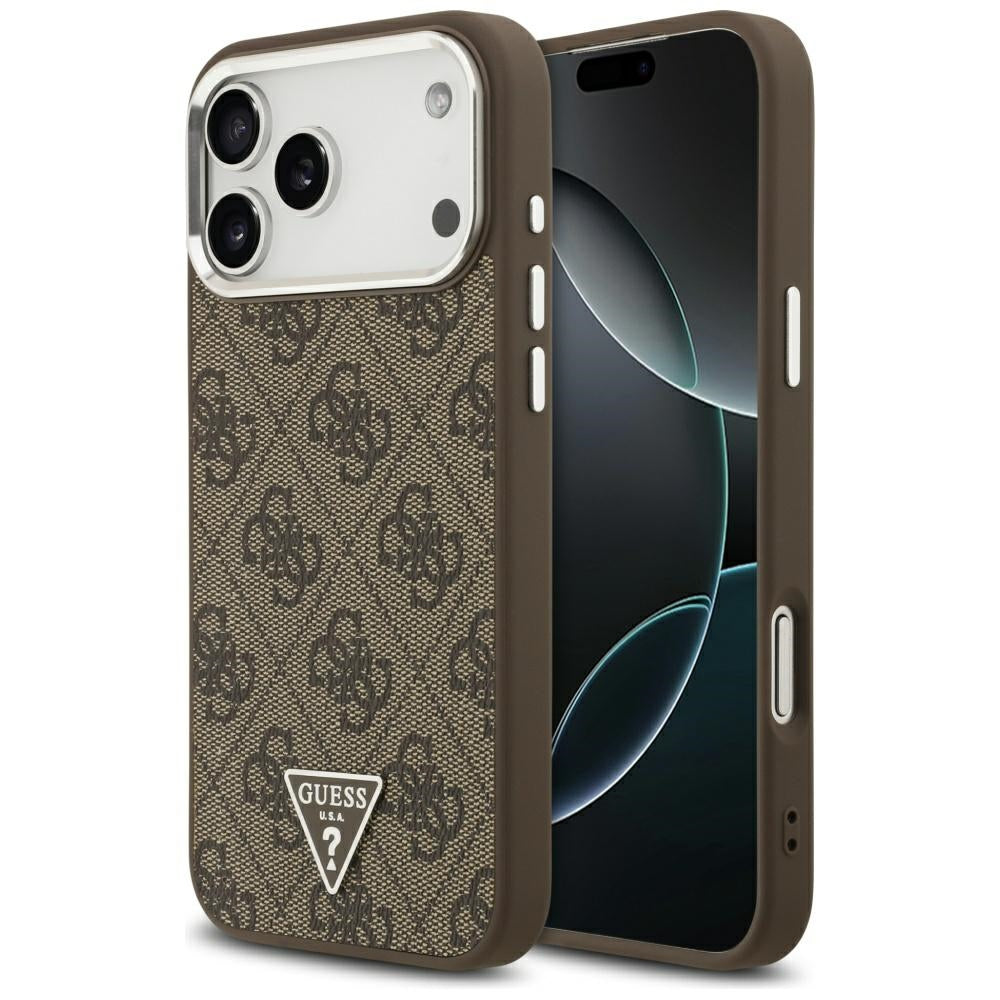 MagSafe-deksel for Apple iPhone 17 Pro Max, Guess, 4G Triangle Logo, Brun