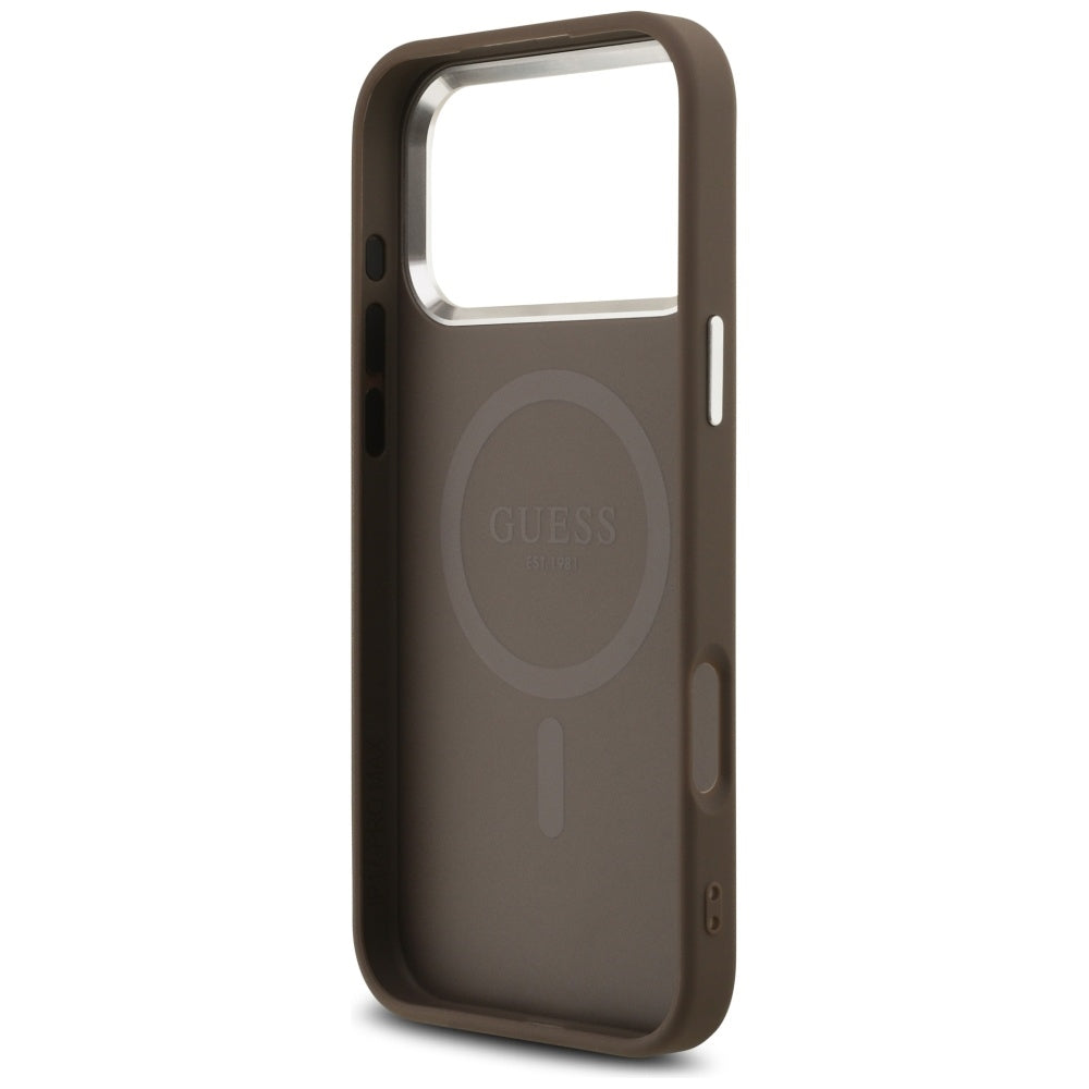 MagSafe-deksel for Apple iPhone 17 Pro Max, Guess, 4G Triangle Logo, Brun