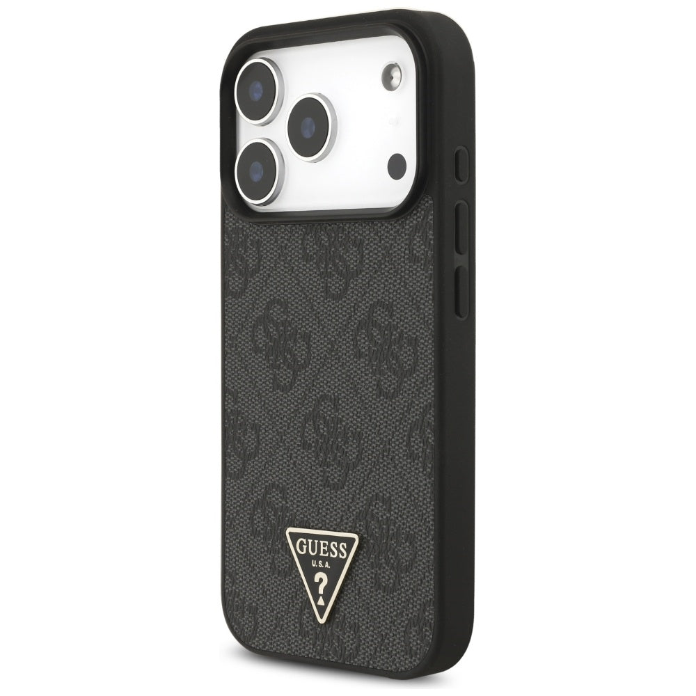 MagSafe-deksel for Apple iPhone 17 Pro Max, Guess, 4G Triangle Logo with Cord Strap, Svart