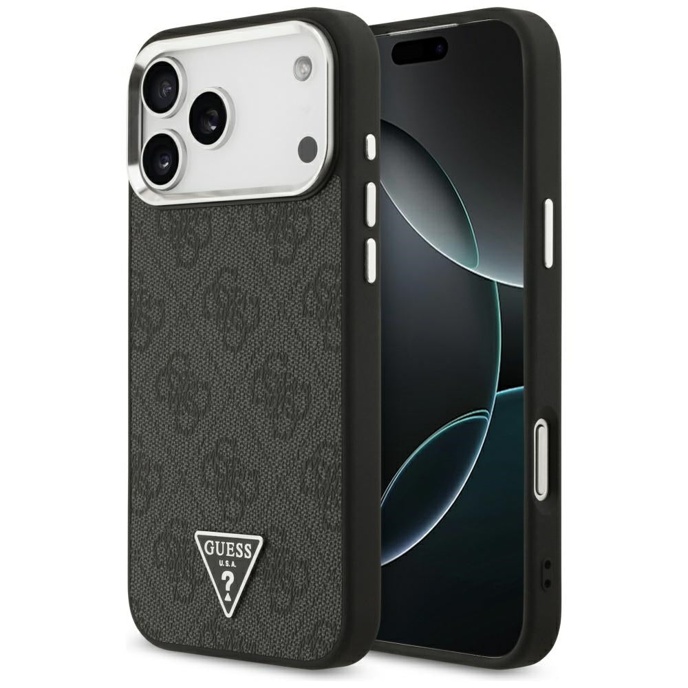 MagSafe-deksel for Apple iPhone 17 Pro Max, Guess, 4G Triangle Logo, Svart Sølv