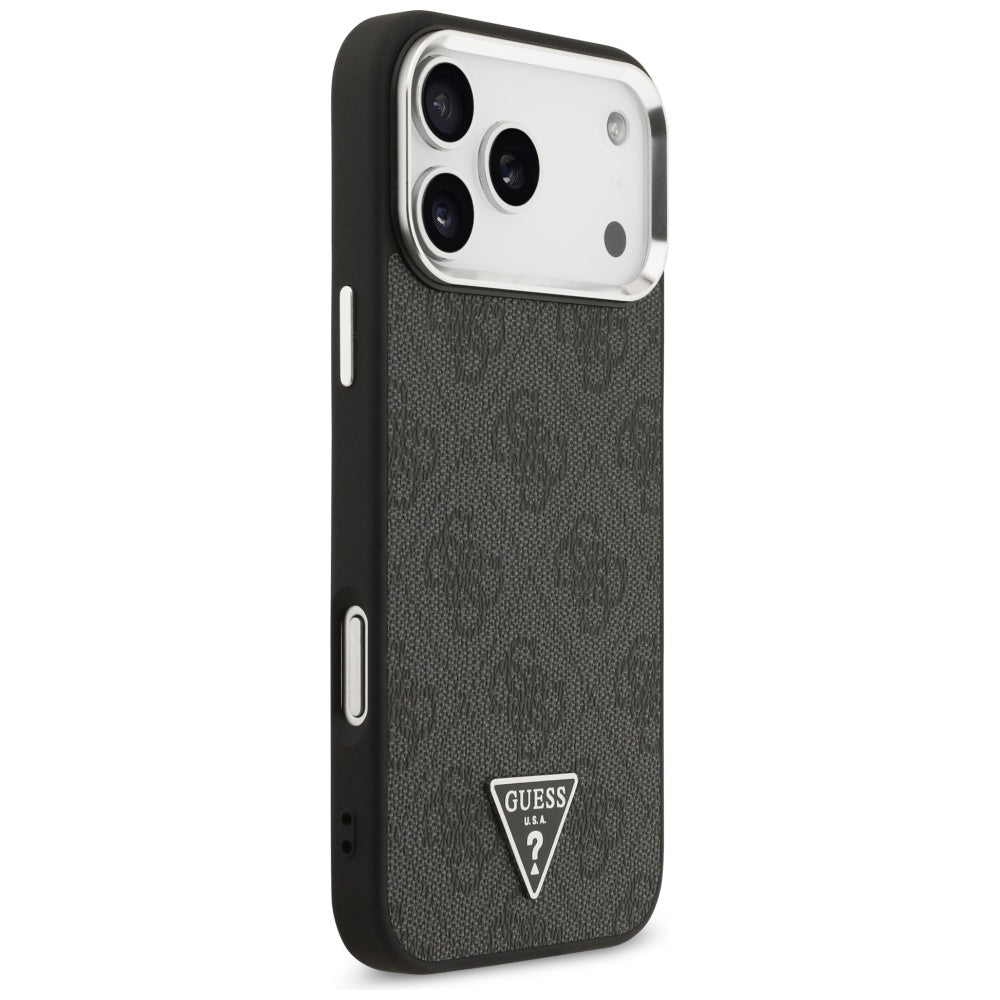 MagSafe-deksel for Apple iPhone 17 Pro Max, Guess, 4G Triangle Logo, Svart Sølv