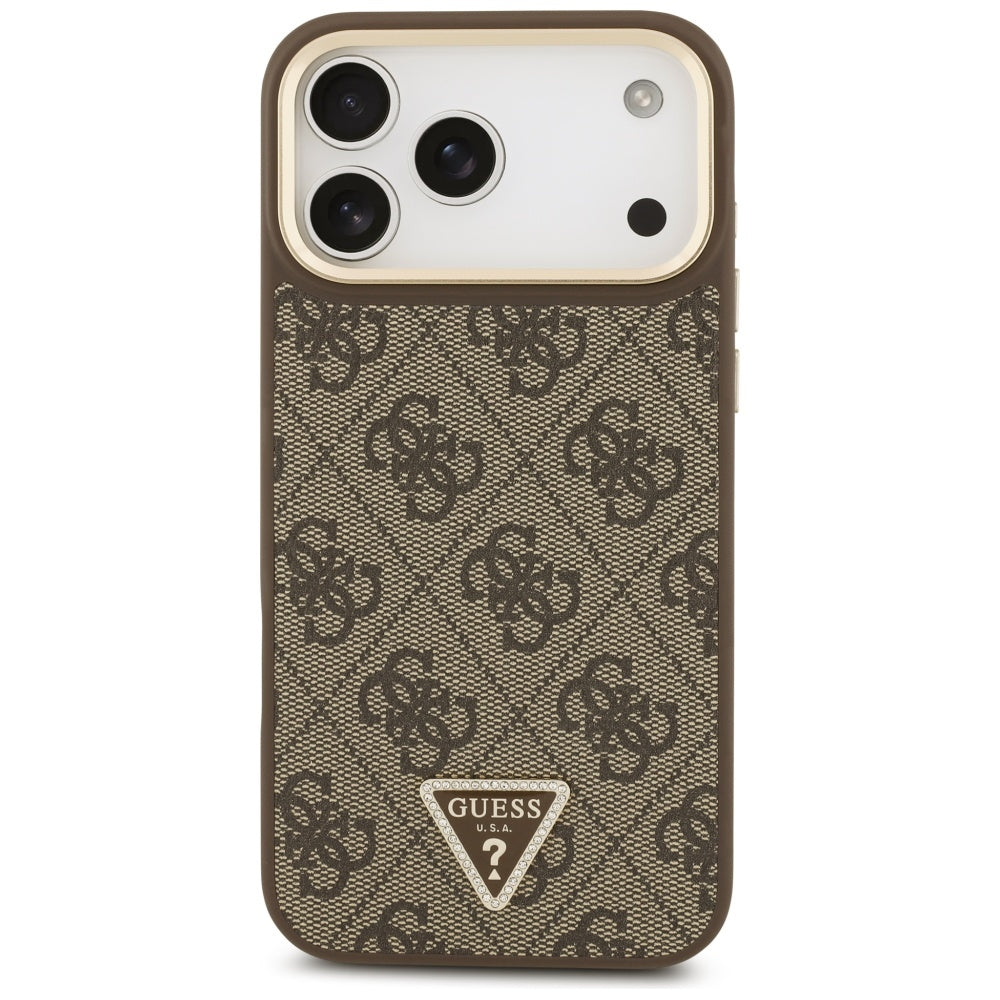 MagSafe-deksel for Apple iPhone 17 Pro Max, Guess, 4G Triangle Logo with Big Strap, Brun