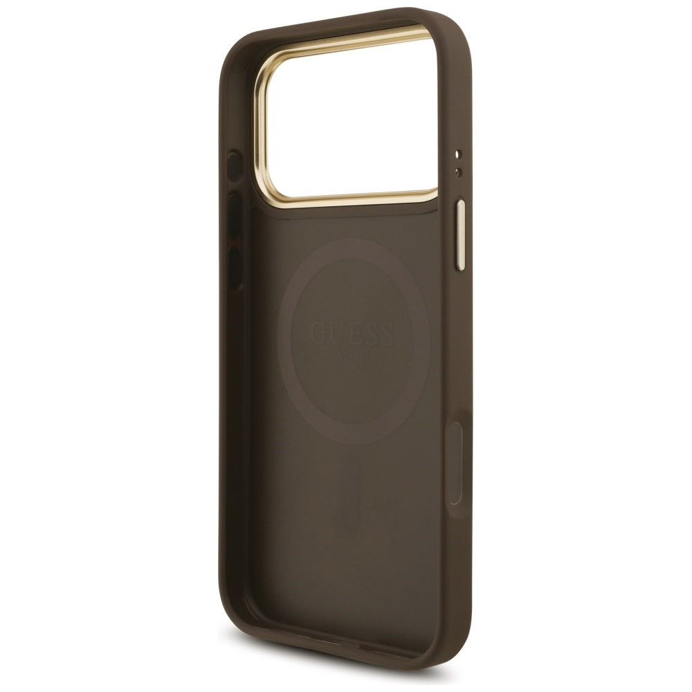 MagSafe-deksel for Apple iPhone 17 Pro Max, Guess, 4G Triangle Logo with Big Strap, Brun