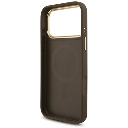 MagSafe-deksel for Apple iPhone 17 Pro Max, Guess, 4G Triangle Logo with Big Strap, Brun