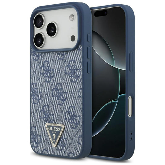 MagSafe-deksel for Apple iPhone 17 Pro Max, Guess, 4G Triangle Strass, Blå