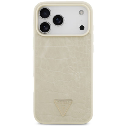 MagSafe-deksel for Apple iPhone 17 Pro Max, Guess, Croco Triangle Logo, Gull