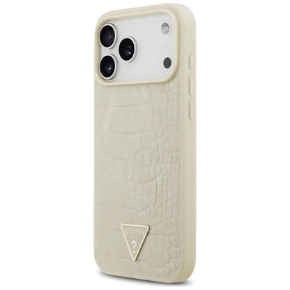 MagSafe-deksel for Apple iPhone 17 Pro Max, Guess, Croco Triangle Logo, Gull