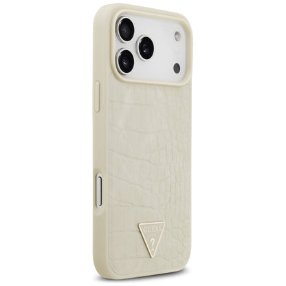 MagSafe-deksel for Apple iPhone 17 Pro Max, Guess, Croco Triangle Logo, Gull