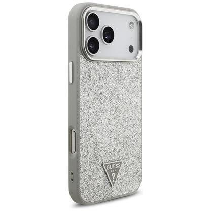 MagSafe-deksel for Apple iPhone 17 Pro Max, Guess, Glitter Triangle Logo, Sølv